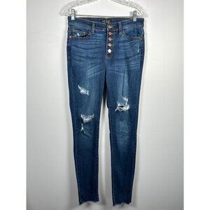 Judy Blue 9/29 Distressed Blue Jeans Skinny Fit Button Fly Stretch High Rise